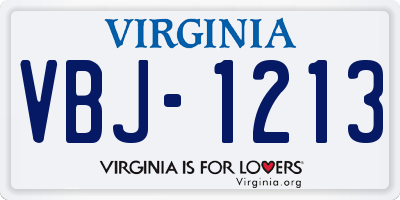 VA license plate VBJ1213