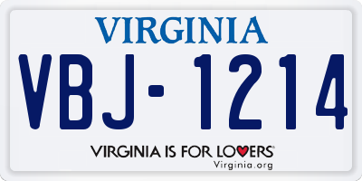 VA license plate VBJ1214