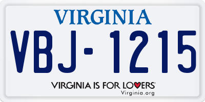 VA license plate VBJ1215