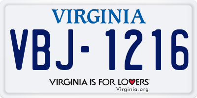 VA license plate VBJ1216