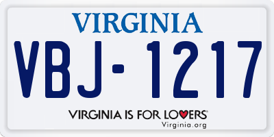 VA license plate VBJ1217