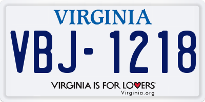 VA license plate VBJ1218