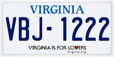VA license plate VBJ1222