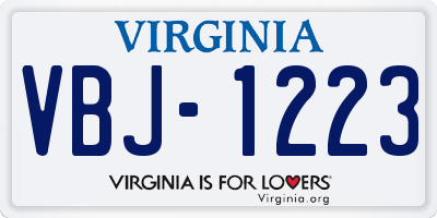 VA license plate VBJ1223