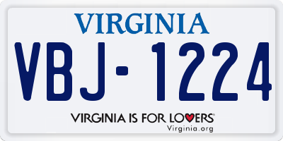 VA license plate VBJ1224