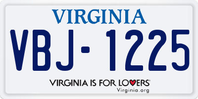 VA license plate VBJ1225