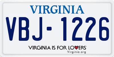 VA license plate VBJ1226