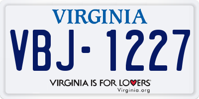 VA license plate VBJ1227