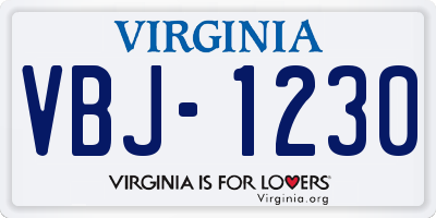 VA license plate VBJ1230