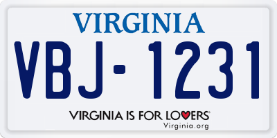 VA license plate VBJ1231