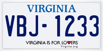VA license plate VBJ1233