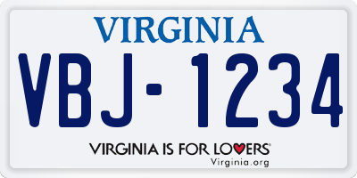 VA license plate VBJ1234