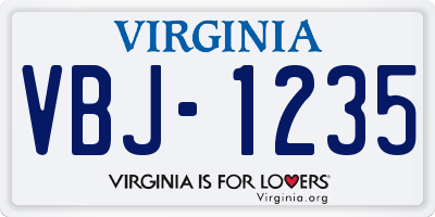 VA license plate VBJ1235