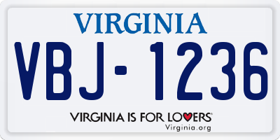 VA license plate VBJ1236