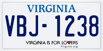 VA license plate VBJ1238
