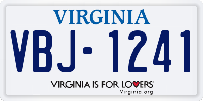VA license plate VBJ1241