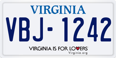 VA license plate VBJ1242