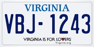 VA license plate VBJ1243