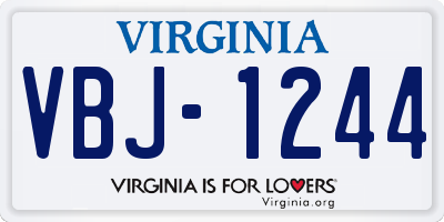 VA license plate VBJ1244