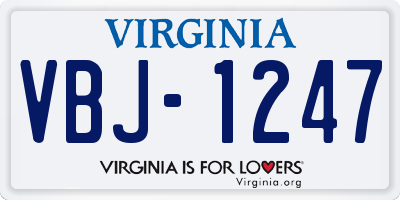 VA license plate VBJ1247