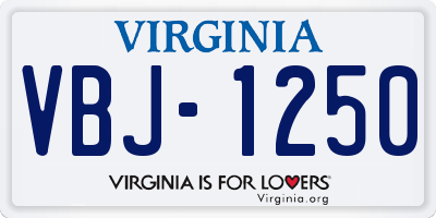 VA license plate VBJ1250