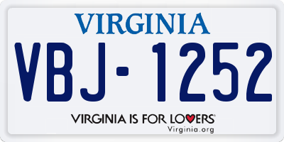 VA license plate VBJ1252
