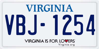 VA license plate VBJ1254