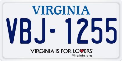 VA license plate VBJ1255
