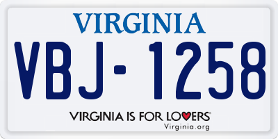 VA license plate VBJ1258