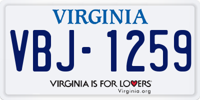 VA license plate VBJ1259