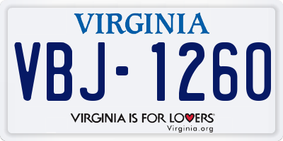 VA license plate VBJ1260