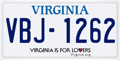 VA license plate VBJ1262