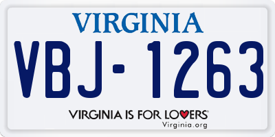 VA license plate VBJ1263