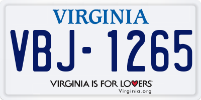 VA license plate VBJ1265