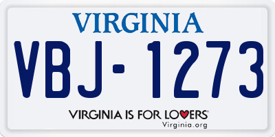 VA license plate VBJ1273