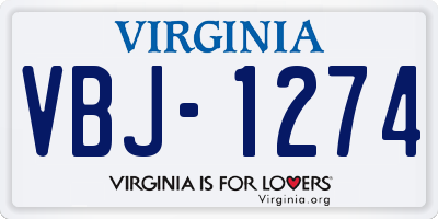 VA license plate VBJ1274