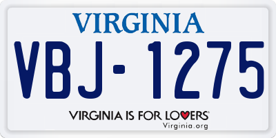 VA license plate VBJ1275
