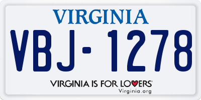 VA license plate VBJ1278