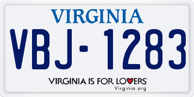 VA license plate VBJ1283