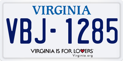 VA license plate VBJ1285