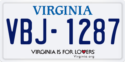 VA license plate VBJ1287