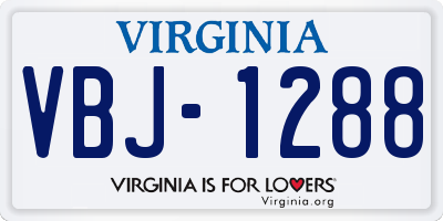 VA license plate VBJ1288
