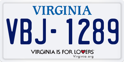VA license plate VBJ1289