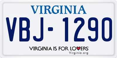 VA license plate VBJ1290