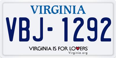 VA license plate VBJ1292