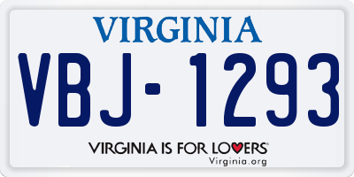 VA license plate VBJ1293