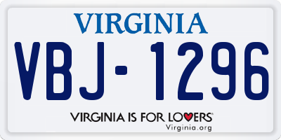 VA license plate VBJ1296