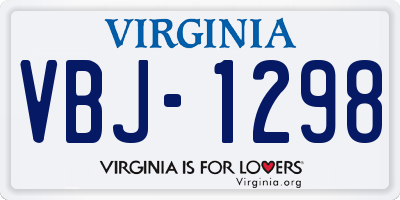 VA license plate VBJ1298