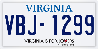 VA license plate VBJ1299