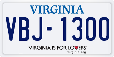 VA license plate VBJ1300